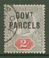 1891 Govt Parcels 2d Green + Carmine SG 070   A Superb Used example 