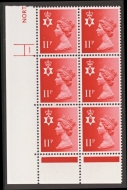 1976 N. Ireland 11p Scarlet variety missing phosphor SG N30ey. Cylinder Block