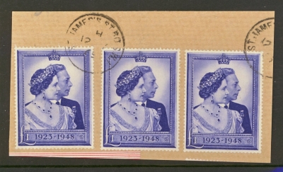 1948 £1 Silver Wedding x 3 examples VFU on parcel front