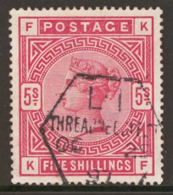 1883 5/- Rose SG 180 VFU