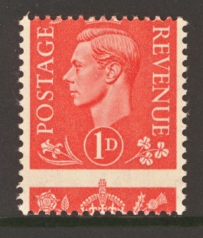 1941 1d Pale Scarlet with Good Perforation Shift SG 486