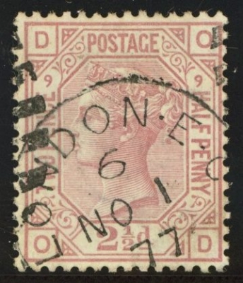 1873 21/2d Rosy Mauve SG 141 Plate 9