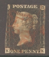 1840 1d Black SG 2  K.K.  A Good Used example cancelled by a Red M/X. 