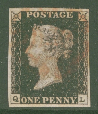 1840 1d Black SG 2  Plate 5 Lettered Q.L.  A  Fine Used example with 4 Good to Large Margins cancelled by a Red M/X