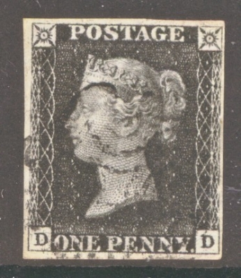 1840 1d Black SG 2  Plate 8 Lettered D.D.  A Very Fine Used example with 4 Good to Large Margins neatly cancelled by a B…