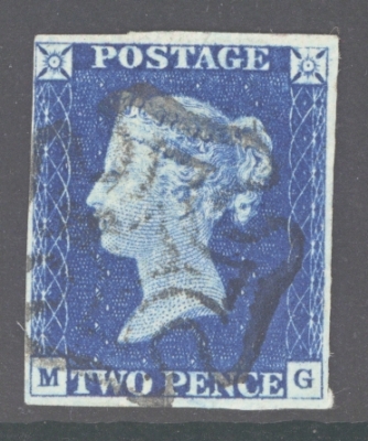 1840 2d Blue SG 5 lettered M.G.  A Very Fine Used example with 4 clear to good margins