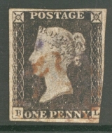 1840 1d Black SG 2  B.L.  A Fine Used example with 3 margins