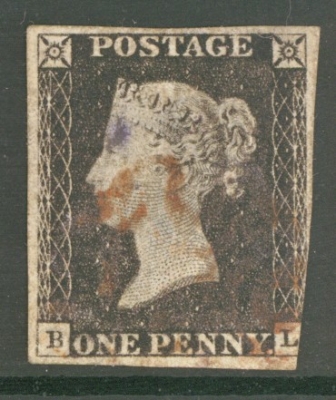 1840 1d Black SG 2  B.L.  A Fine Used example with 3 margins