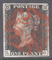 1840 1d Black SG 2 Plate 7 lettered L.C.  A very fine used example with 4 clear to large margins