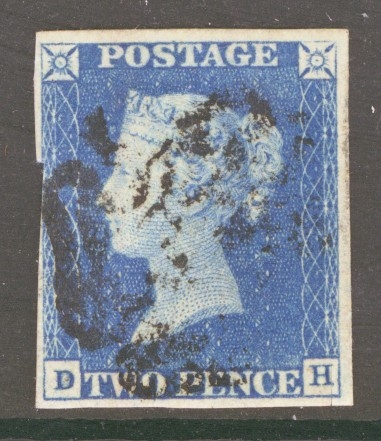 1840 2d Blue SG 5 Plate 1 D.H. A Fine Used example with 3 Large margins 4th just going into design. Cat £1,000