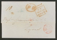 1840 - 1850 letters posted to France with UK paid or Coutts handstamp