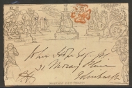 1840 1d Mulready Envelope SG ME2 A145. Used on the 25th May 1840  A Nice early date, 19 Days after issue. From London to Edinburgh with Red M/X opened at side. Cat £1200