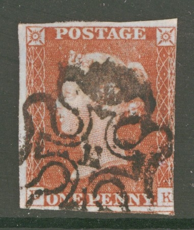 1841 1d Red Cancelled by a 11 in Maltese cross SG 8m  A Good Used example with 3 margins