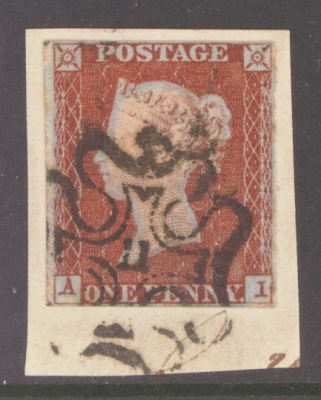 1841 1d Red  Cancelled by a 11 in Maltese cross SG 8m Plate 34  A.I.  A Very Fine Used example with 4 very close to good…