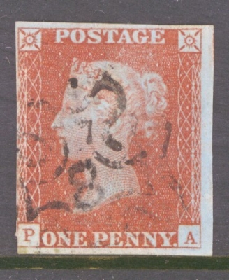 1841 1d Red  Cancelled by a 8 in Maltese cross SG 8m P.A.  A Very Fine Used example with 3 Large Margins. Cat £160