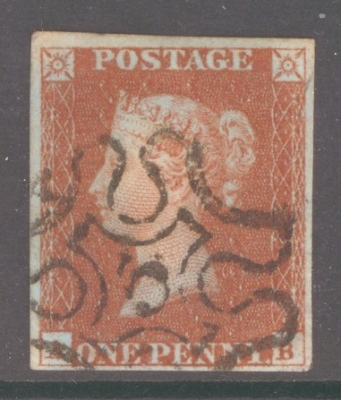 1841 1d Red  Cancelled by a 5 in Maltese cross SG 8m Plate 33 A.B.  A Very Fine Used example with 4 Good to Large Margin…