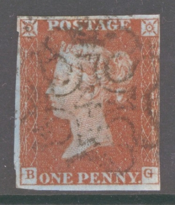 1841 1d Red  Cancelled by a 4 in Maltese cross SG 8m Plate 34 B.G. A Very Fine Used example with 4 Clear to Good Margins…