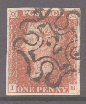 1841 1d Red  Cancelled by a 2 in Maltese cross SG 8m Plate 43 I.B.  A Superb Used example with 4 Large margins