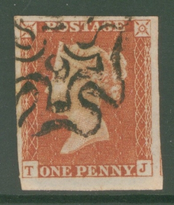 1841 1d Red  Cancelled by a 9 in Maltese cross SG 8m Plate 30  T.J.  A Very Fine Used example with 4 Good to Extra Large…