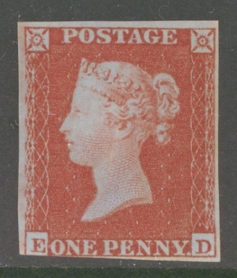 1841 1d Red Brown on Very Blued Paper SG 8a An Extra Fresh M/M example with 3½ Margins. Cat £700