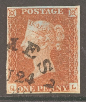 1841 1d Red  Cancelled by a Dorchester Town CDS.  SG 8o   A Very Fine Used example with 4 Clear to Large Margins. Cat £…