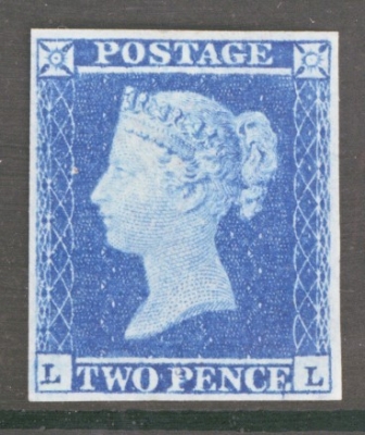 1841 2d Blue SG 14  Plate 4 Lettered L.L.  A Superb Fresh Unused  example without Gum. 4 Good to Large Margins. Cat £5,…