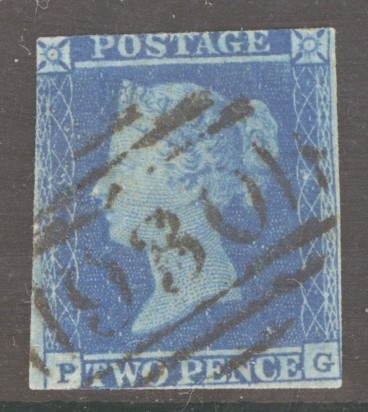 1841 2d Blue SG 14  1-2  Margins