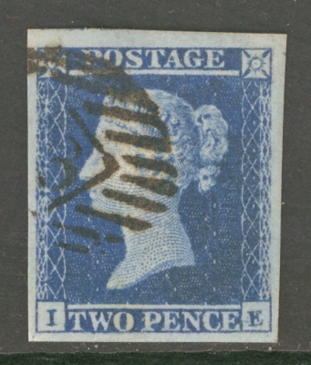 1841 2d Blue SG 14 Plate 4  I.E.  A Very Fine Used example with 4 Large Margins. Cat £90