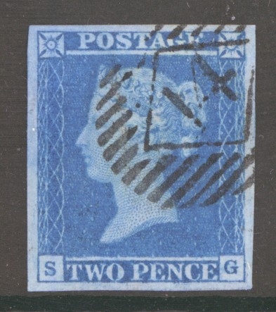 1841 2d Blue SG 14  Plate 3 S.G.  A Very Fine Used example with 4 Large Margins in a Bright Shade.