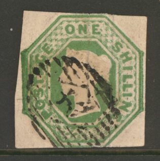 1847 1/- Deep Green SG 56  A Fine Used example cut square