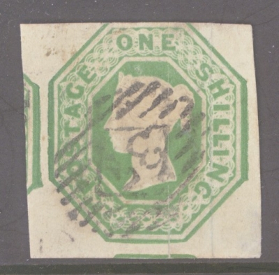 1847 1/- Deep Green SG 56 A Fine Used example with 3 Large Margins. Cat £1200
