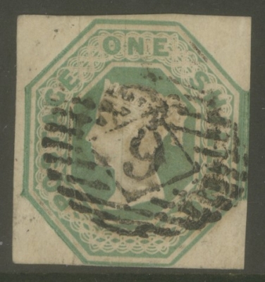 1847 1/- Green SG 55 A Fine Used example with 4 Clear Margins. Cat £1000