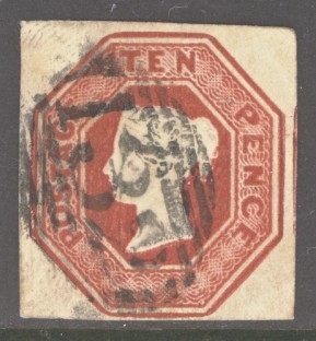 1847 10d Brown SG 57 A Fine Used example with 4 Good Margins. A difficult stamp
