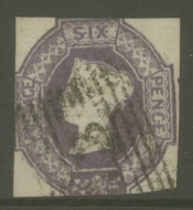 1847 6d Purple SG 60 A Fine Used example cut square. Cat £1,000