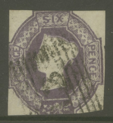 1847 6d Purple SG 60 A Fine Used example cut square. Cat £1,000
