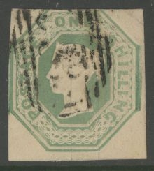 1847 1/- Pale Green SG 54 A Fine Used example cut square