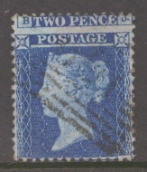 1854 2d Blue Pl 4 SG 23  H.C. Variety mis-perforated Two Pence + Postage at top.  A Fine Used example. Cat £225