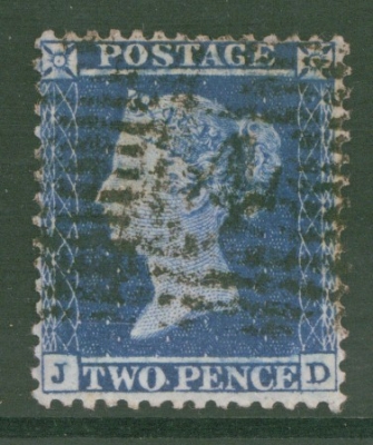 1854 2d Blue Pl 5 SG 23a  J.D.   A Fine Used example of this Difficult stamp. Cat £350