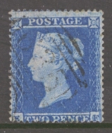 1854 2d Pale Blue Pl 4 SG 20  E.F.   A Very Fine Used example. Cat £110