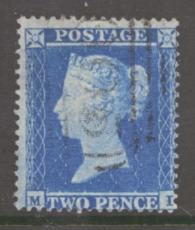 1854 2d Pale Blue Pl 4 SG 20  M.I.   A Very Fine Used example. Cat £110