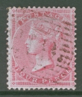 1855 4d Carmine on Blued Paper SG 62 A Very Fine Used example. Cat £450
