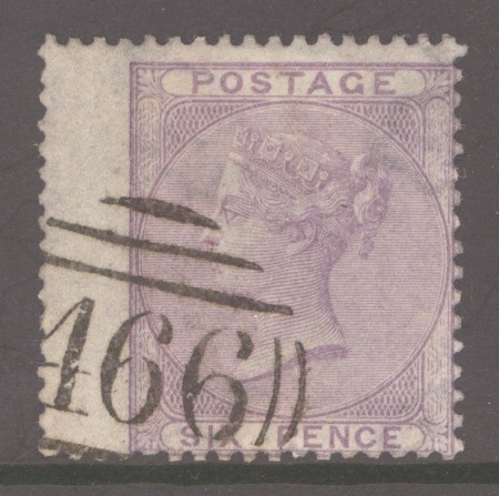 1855 6d Pale Lilac SG 70  A Very Fine Used example neatly cancelled by a Liverpool 466 Numeral. Cat £120+