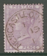 1857 6d Pale Lilac SG 70  A Superb Used example neatly cancelled by a Newcastle CDS