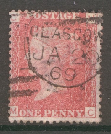 1858 1d  Red SG 43 Pl 104  M.C.   A  Very Fine Used example