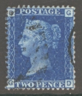 1858 2d Blue Plate 14