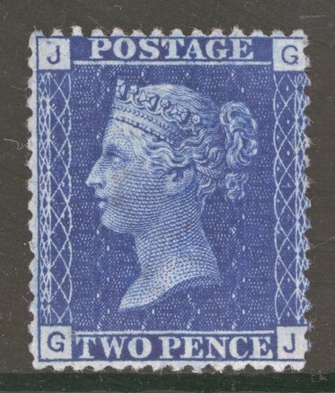 1858 2d Blue SG 46 Plate 15 G.J.   A Fresh Unused example without gum. Cat £525 with gum