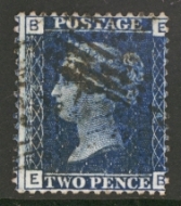 1858 2d Blue SG 46 Plate 14 Fine Used Cat £38