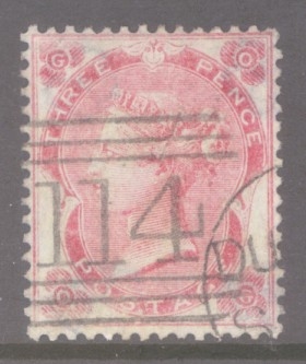 1862 3d Bright Carmine Rose SG 76 O.G.  A Very Fine Used example. Cat £350