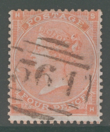 1862 4d Pale Red SG 80 Lettered S.H. A Very Fine Used example