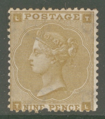 1862 9d Bistre SG 86  A Superb Fresh M/M example with Deep colour. Unfortunately nibbled perf at bottom going into desig…
